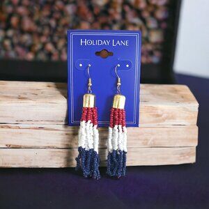 MACY'S HOLIDAY LANE Patriotic Beaded Earrings